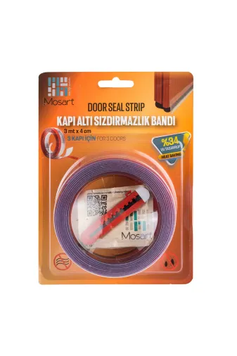 Mosart MC1456734 Kapı Altı Rüzgar Önleyici Şeffaf Isı Yalıtım Bandı 3 Metre. Toz, Soğuk Ve Haşere Geçirmez
