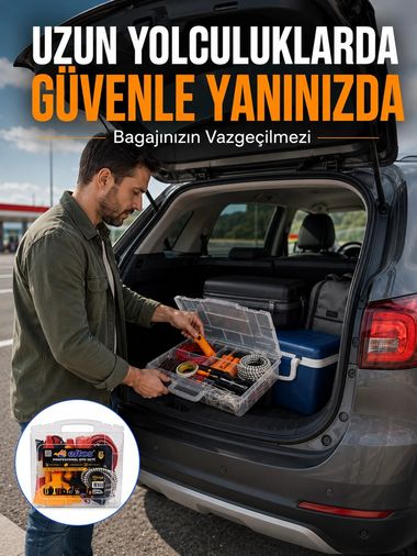 motto ticaret 130517804 Mey İthalat Profesyonel Araç İçi Acil Durum Seti 27 Parça Çok Amaçlı Oto Yardım Çantası