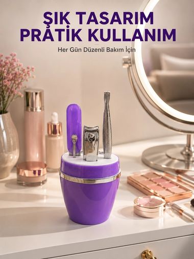 motto ticaret 131498441 Mey İthalat Mor Manikür Pedikür Seti Taşınabilir Kişisel Bakım Kiti