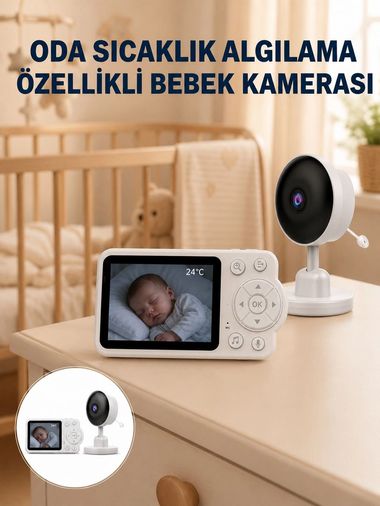 motto ticaret 132218347 Mey İthalat Sıcaklık Sensörlü Güvenli Bebek Kamerası İki Yönlü Ses Yeni Nesil