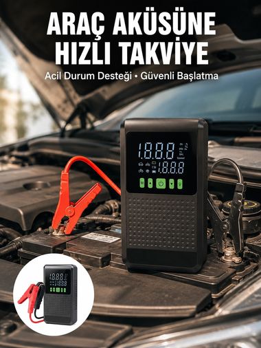 motto ticaret 132218368 Mey İthalat Araç İçin Akü Takviye Cihazı Ve Kablosuz Hava Kompresörü Yeni Nesil