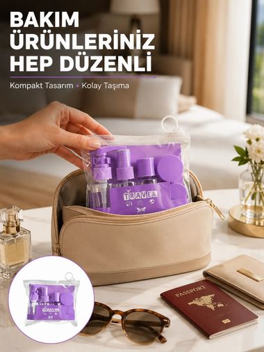 motto ticaret 132218413 Mey İthalat Seyahat Bakım Seti 5 Parça Sızdırmaz Şeffaf Kapaklı 30Ml Yeni Nesil