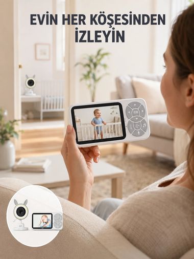 motto ticaret 132218419 Mey İthalat Çoklu Kamera Destekli Bebek İzleme Sistemi Rgb Gece Lambalı Yeni Nesil