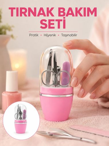 motto ticaret 132336788 Mey İthalat Tırnak Bakım Manikür Pedikür Seti 4 Parça Pembe Minimal Ve Dayanıklı Yeni Nesil