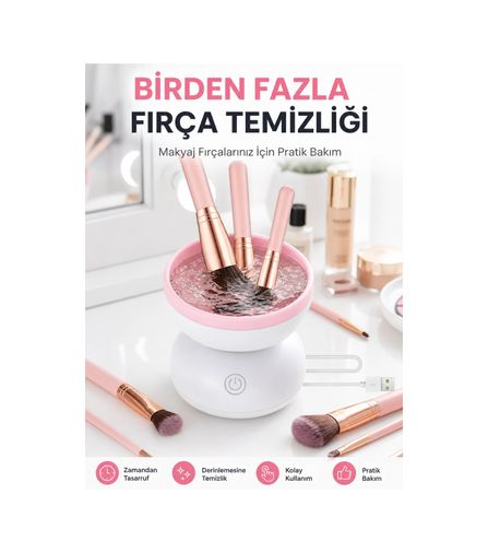 motto ticaret 132618981 Mey İthalat Elektrikli Makyaj Fırçası Temizleyici Usb İle Çalışan Otomatik Fırça Yıkama Makinesi Yeni Nesil
