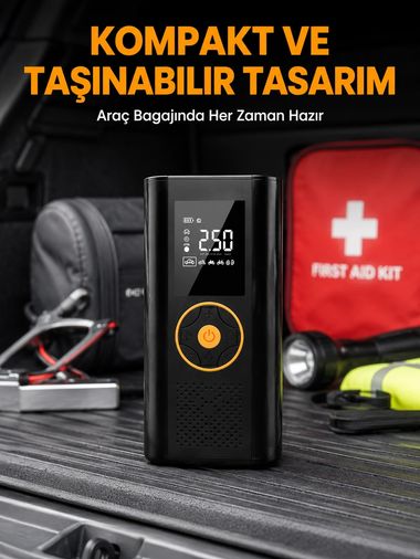 motto ticaret 132738648 Mey İthalat Dijital Göstergeli Taşınabilir Hava Kompresörü Güçlü Şişirme Performansı Yeni Nesil