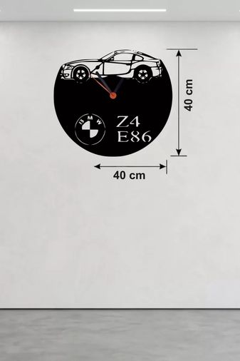 motto ticaret MEYKTTB2235731841-BLMY Mey İthalat Bmw Z4 E86 Tasarım Ahşap Duvar Saati - 40X40 Cm Lazer Kesim Dekoratif Çok Renkli