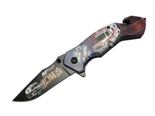 Mtech 4 23 5 İlkyardım Kurtarma / Kamp Çakı 20cm - Yarı Otomatik, Kemerlikli, Cam Kırma Ve İp Kesme Aparatlı