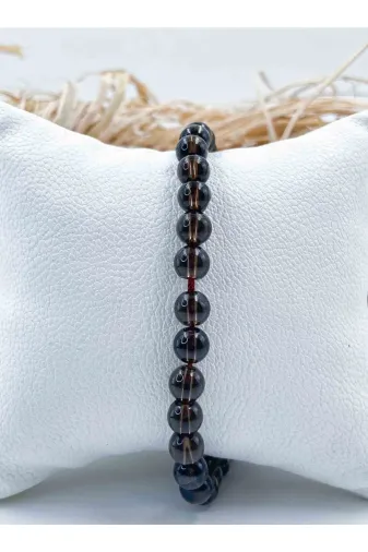 Mucize Taş BLKR7738 Dumanlı Kıuvars Doğal Taş Bileklik 6 Mm