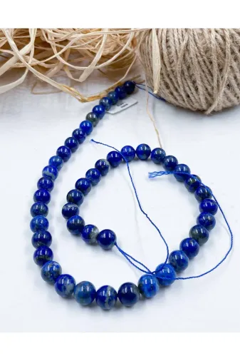 Mucize Taş DİZ1144 Lapis Lazuli Küre Kesim 8 Mm Doğal Taş Dizi