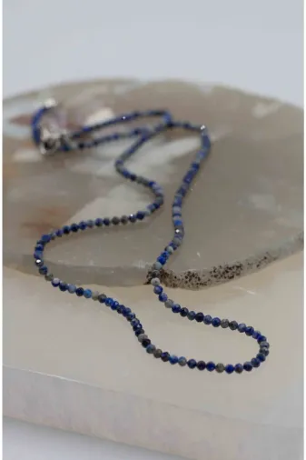 Mucize Taş KLY9468 Lapis Lazuli Taşı Ince Doğaltaş Kolye 2Mm