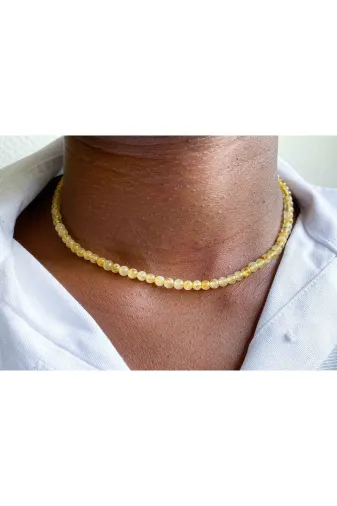 Mucize Taş KOL7238 Gold Beril Taşı Doğaltaş Kolye 4 Mm