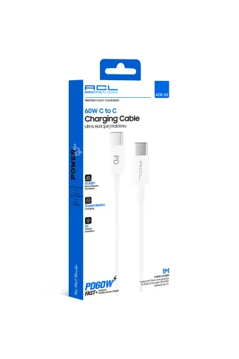MY VİNTAGE ACKşarzkablosu Ack-107 1 Metre 60W Usb-C To Type-C Ultra Hızlı Şarj Ve Veri Kablosu (3A)