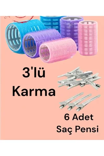 MY VİNTAGE BİGUDİ.MYVİNTAGE Karma Bigudi 3 Lü - Karışık Renk Saç Bigudisi ( Saç Pensi 6 Lı )