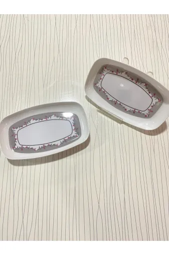 MyDaisy 021 Melamin No:1 Desenli Çukur Kayık Tabak 3'lü