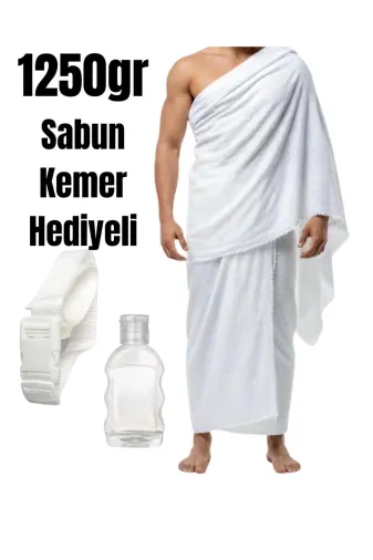 MyReal hczhrm009 Hac İhramı 1250Gr %100 Pamuk Kemer Ve Kokusuz Sabun Hediyeli