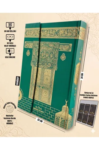 MyReal hczkrn0017 Kolay Okunuşlu Cami Boy Kuran-I Kerim (23X34) - Qr Kodlu, Yeşil Özel Cilt + Ayıraç Hediyeli