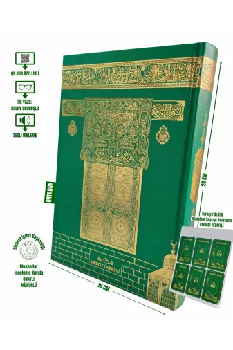 MyReal hczkrn002 Kolay Okunuşlu Orta Boy Kuran-I Kerim (16X24) - Qr Kodlu, Yeşil Özel Cilt + Ayıraç Hediyeli