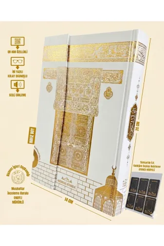 MyReal hczkrn010 Kolay Okunuşlu Hafız Boy Beyaz Kabe Kuran-I Kerim (14X20Cm) - Qr Kodlu, Beyaz Özel Cilt + Ayıraç Hediyeli