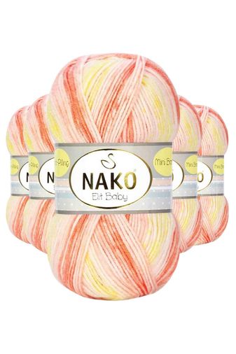 Nako RT-RYL-5ARNKEBMB32430 5 Adet Mini Batik Bebe El Örgü İpi Turuncu Sarı 32430