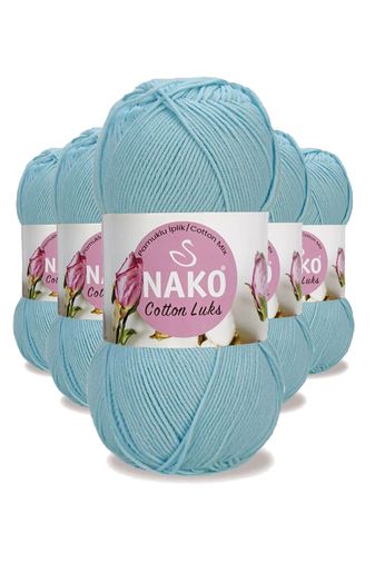 Nako RT-RYL-HMR16134 5 Adet Cotton Lüks Yelek Tunik Kazak Bluz Hırka İpi Yünü Buz Mavi 97564