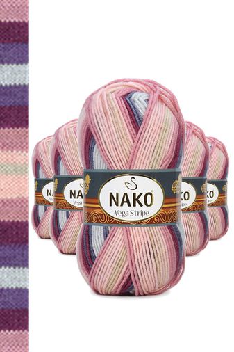 Nako RT-RYL-NWNKVS82415-5 5 Adet Vega Stripe Premium Akrilik El Örgü İpi Yünü No: 82415
