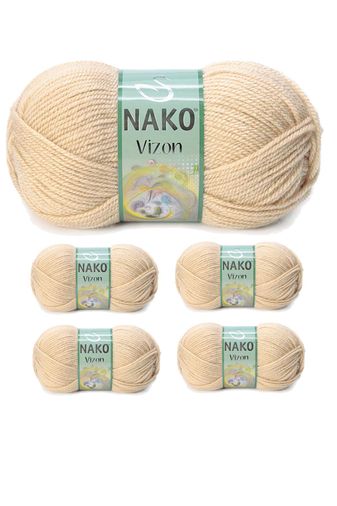 Nako RT-RYL-NWNKVZ219-5 5 Adet Vizon Premium Akrilik El Örgü İpi Yünü Renk No:219 Deve Tüyü