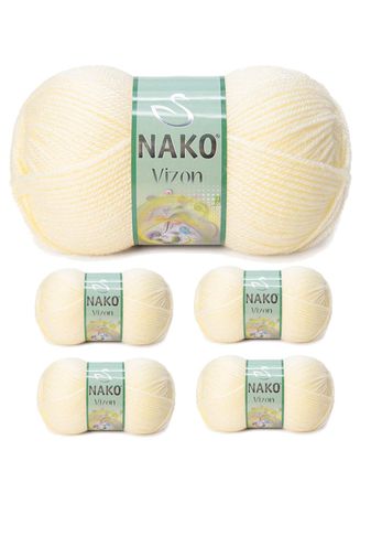 Nako RT-RYL-NWNKVZ256-5 5 Adet Vizon Premium Akrilik El Örgü İpi Yünü Renk No:256 Krem