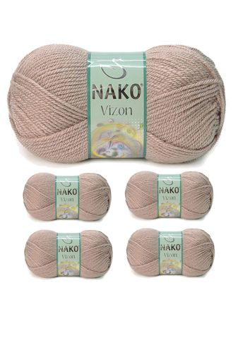 Nako RT-RYL-NWNKVZ257-5 5 Adet Vizon Premium Akrilik El Örgü İpi Yünü Renk No:257 Sütlü Kahve