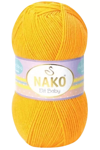 Nako RT-YTONDY9K6D 1 Adet Elite Baby El Örgü İpi Tüylenmeyen Bebek Yünü Koyu Sarı 4674