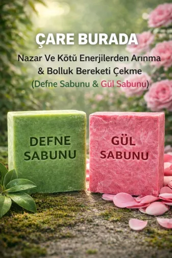 Nazara Karşı Ve Bolluk & Bereket Sabun Seti (Defne Sabunu + Gül Sabunu)