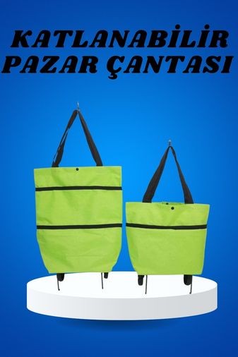 Necolabs 73643740 Pazar Arabası Ve Alışveriş Çantası Çift Yönlü Kolay Tekerlekli Taşınabilir