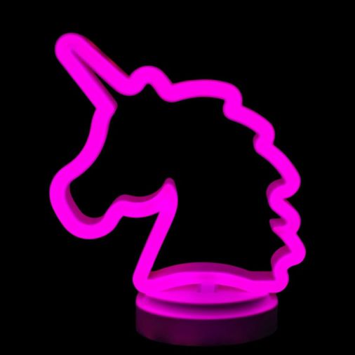 Neon Işıklı Unicorn Masa Gece Lambası Pil Usb