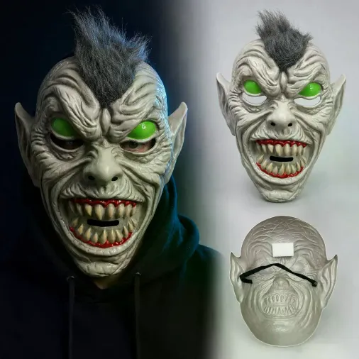 Neon Yeşil Gözlü Saçlı Canavar Plastik Maske