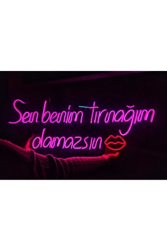 Neptün Neon Design NND1042 Sen Benim Tırnağım Olamazsın Neon Işıklı Tablo Tasarımı