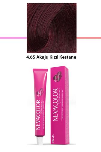 Neva Color RT-RYL-1NC1026-465 Premium 4.65 Akaju Kızıl Kestane - Kalıcı Krem Saç Boyası 50 G Tüp