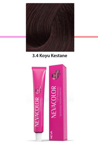 Neva Color RT-RYL-1NC1062-34 Premium 3.4 Koyu Kestane - Kalıcı Krem Saç Boyası 50 G Tüp