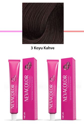 Neva Color RT-RYL-2NC2002-3 2 Li Set Premium 3 Koyu Kahve - Kalıcı Krem Saç Boyası 2 X 50 G Tüp