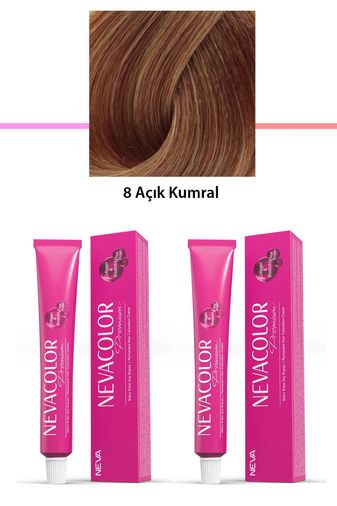 Neva Color RT-RYL-2NC2007-8 2 Li Set Premium 8 Açık Kumral - Kalıcı Krem Saç Boyası 2 X 50 G Tüp