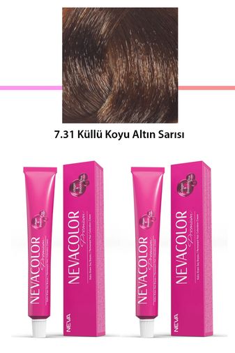 Neva Color RT-RYL-2NC2013-731 2 Li Set Premium 7.31 Küllü Koyu Altın Sarısı - Kalıcı Krem Saç Boyası 2 X 50 G Tüp