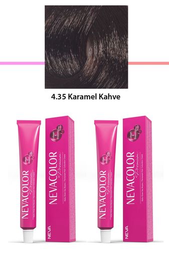 Neva Color RT-RYL-2NC2018-435 2 Li Set Premium 4.35 Karamel Kahve - Kalıcı Krem Saç Boyası 2 X 50 G Tüp