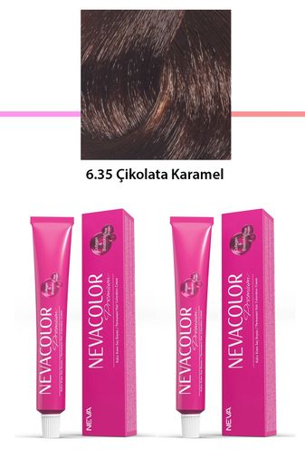 Neva Color RT-RYL-2NC2020-635 2 Li Set Premium 6.35 Çikolata Karamel - Kalıcı Krem Saç Boyası 2 X 50 G Tüp