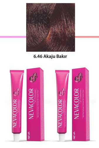 Neva Color RT-RYL-2NC2025-646 2 Li Set Premium 6.46 Akaju Bakır - Kalıcı Krem Saç Boyası 2 X 50 G Tüp