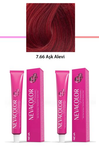 Neva Color RT-RYL-2NC2029-766 2 Li Set Premium 7.66 Aşk Alevi - Kalıcı Krem Saç Boyası 2 X 50 G Tüp