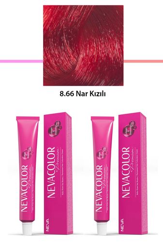 Neva Color RT-RYL-2NC2030-866 2 Li Set Premium 8.66 Nar Kızılı - Kalıcı Krem Saç Boyası 2 X 50 G Tüp