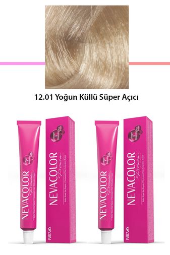 Neva Color RT-RYL-2NC2055-1201 2 Li Set Premium 12.01 Yoğun Küllü Süper Açıcı - Kalıcı Krem Saç Boyası 2 X 50 G Tüp