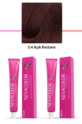 Neva Color RT-RYL-2NC2064-54 2 Li Set Premium 5.4 Açık Kestane - Kalıcı Krem Saç Boyası 2 X 50 G Tüp