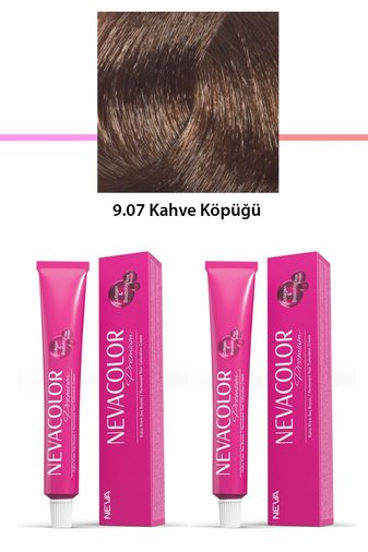 Neva Color RT-RYL-2NC2074-907 2 Li Set Premium 9.07 Kahve Köpüğü - Kalıcı Krem Saç Boyası 2 X 50 G Tüp
