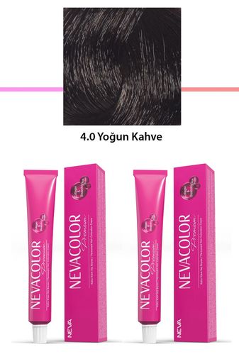 Neva Color RT-RYL-2NC2087-40 2 Li Set Premium 4.0 Yoğun Kahve - Kalıcı Krem Saç Boyası 2 X 50 G Tüp