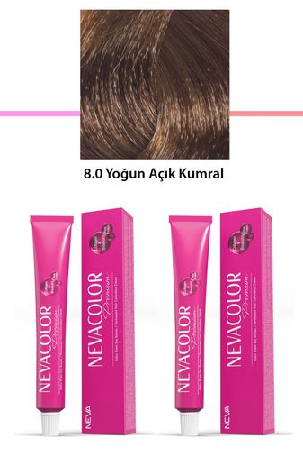 Neva Color RT-RYL-2NC2094-80 2 Li Set Premium 8.0 Yoğun Açık Kumral - Kalıcı Krem Saç Boyası 2 X 50 G Tüp